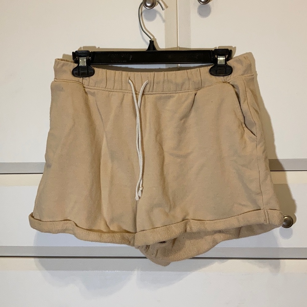 Tan drawstring shorts